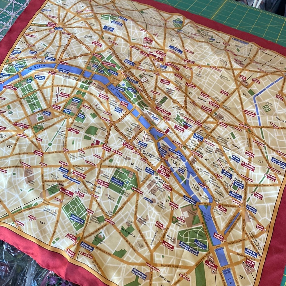 100% silk scarf with map of Paris